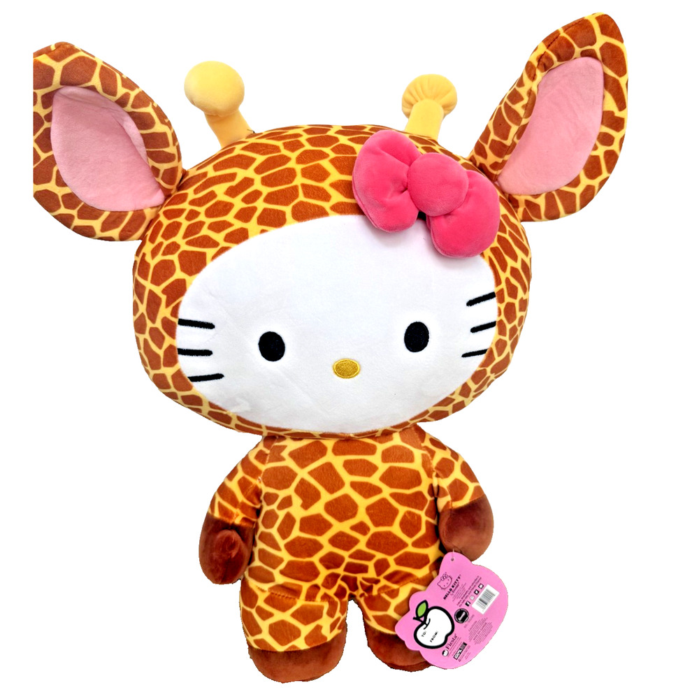 Hello Kitty 18” ANIMAL DISGUISE SANRIO Stuff Teddy Bear GIRAFFE Costume Bow NEW!